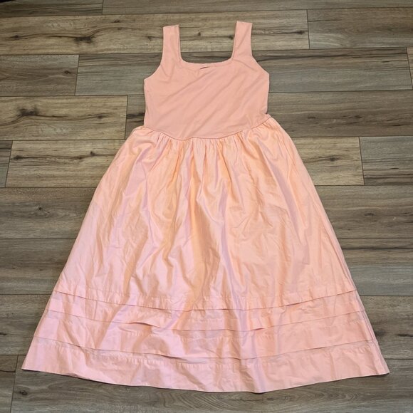 J Crew Drop Waist Mixy Dress SZ XL Blushed Peach Pink Maxi Layered NWT - Picture 1 of 12